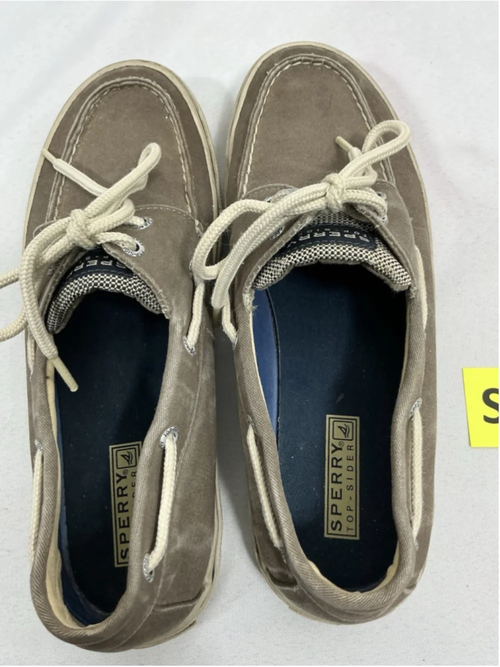 Mens Sperry Top Sider Lace Up Deck Shoes 9.5 M Taupe
